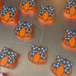 Halloween Checkered Pumpkin Straw Topper